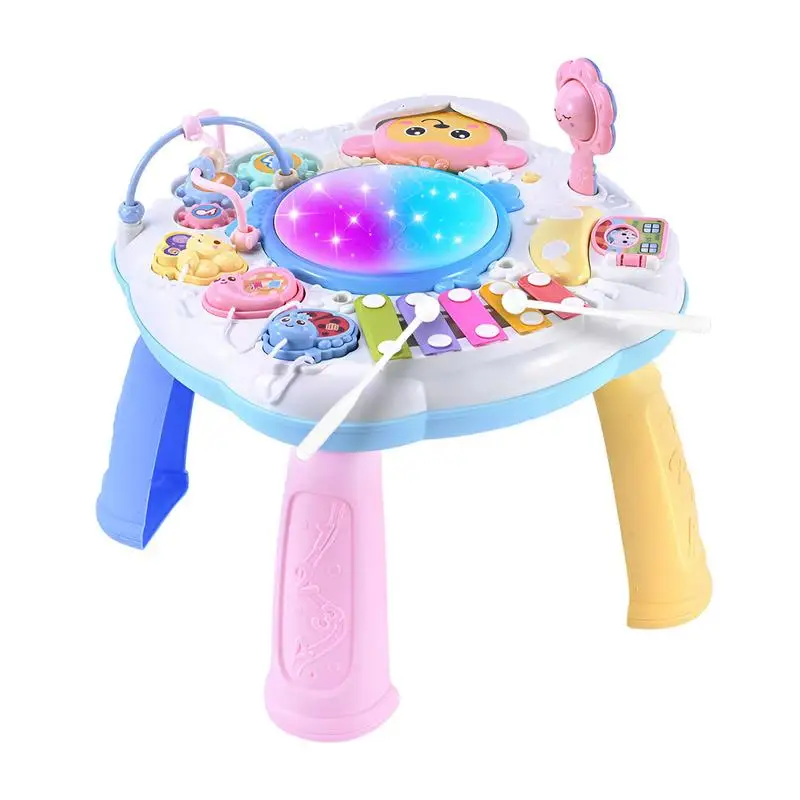 

Musical Activity Table Kids Number Learning Desktop Multi-mode Learning Center Toy Reusable For Girls Nursery School Game