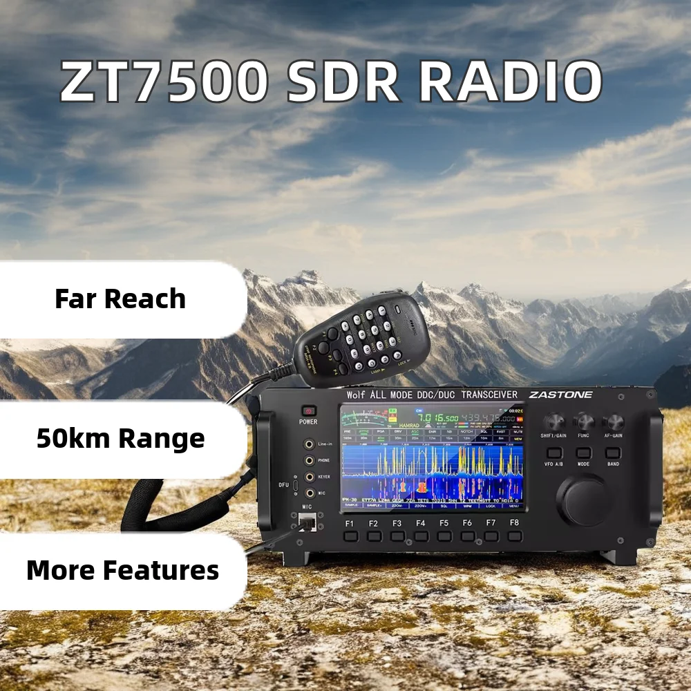 Zastone ZT7500 100W Wolf All Mode DDC DUC Transceiver SDR Short Wave LF HF VHF UHF CB 0.5-750MHz Shortwave Receiver Mobile Radio