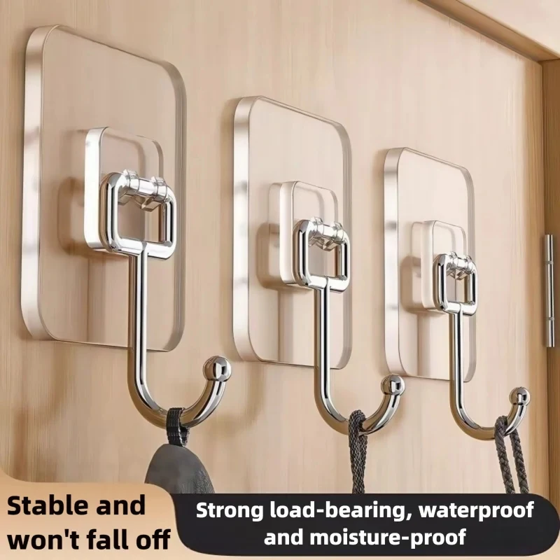 Gancho Grande Autoadhesivo de PVC y Acero Inoxidable Transparente, Soporte de Pared Multiusos, Estante para Puerta, Organizador de Almacenamiento para Cocina y Hogar