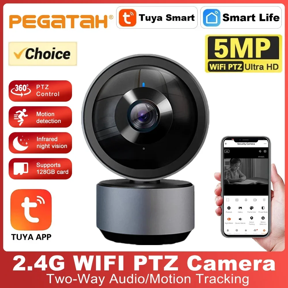 

Tuya IP Camera 5MP Wifi Video Surveillance Cameras HD Night VIsion Two Way Audio Auto Tracking Cloud Smart Home Camera