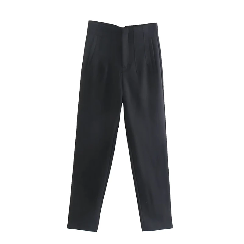 CLAZZAA Women Fashion Solid Pencil Pants High Waist Pants With Seam Detail Streetwear Woman Ankle Trousers Autumn Office Pant