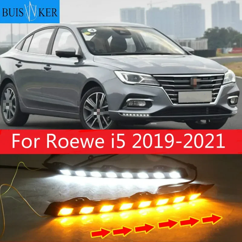 LED كشافات ل Roewe i5 الضباب ضوء الديناميكي سيارة الوفير العلوي ل Roewe i5 النهار ضوء 2019 ~ 2021y DRL اكسسوارات السيارات