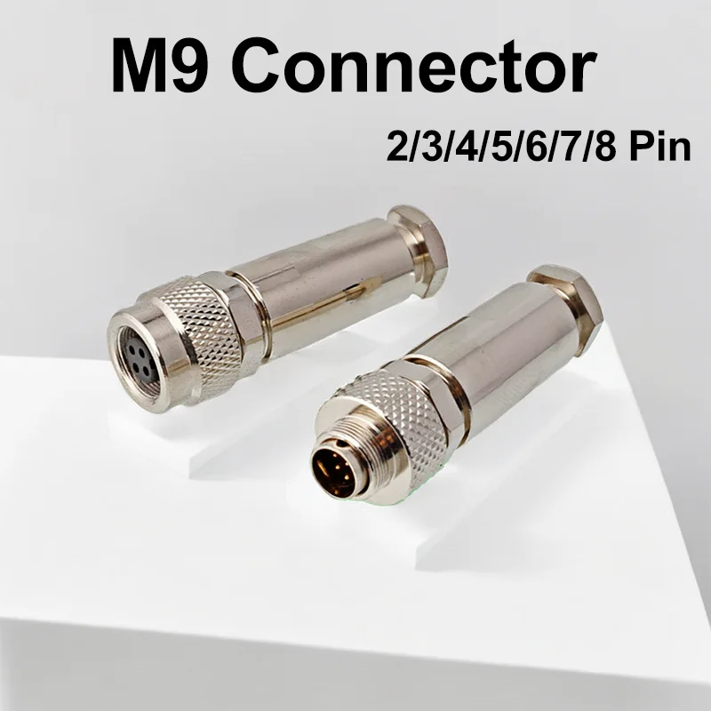 

5/10/100 Sets M9 Waterproof Straight Connector Aviation Plug Socket Male&Female 2/3/4/5/6/7/8 Pins Crimping Welding Plate Front