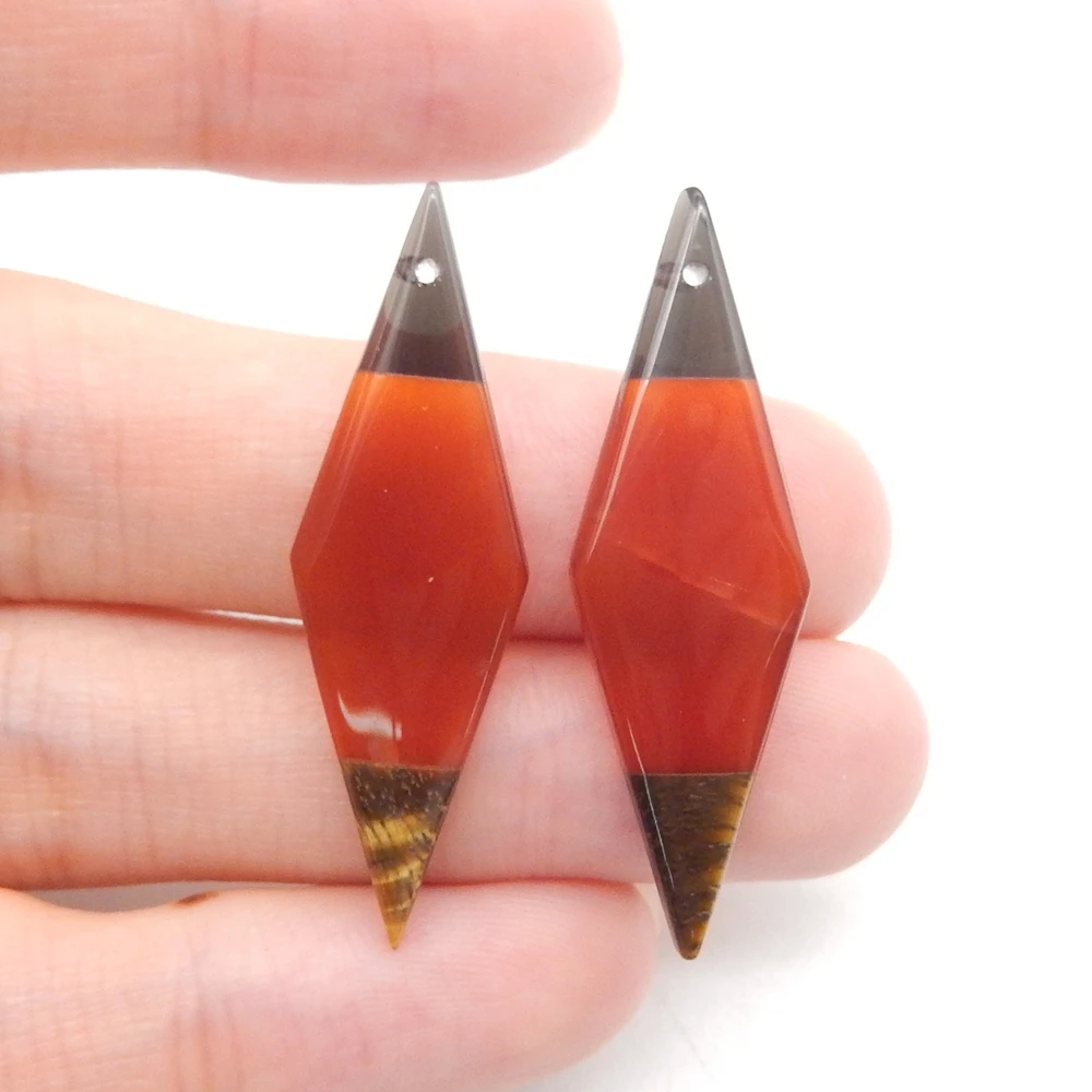 Natural Obsidian,Red Agate,Tiger-Eye Intarsia Marquise Earrings Bead For Women,DIY Semi-precious Stones Jewelry Accessories