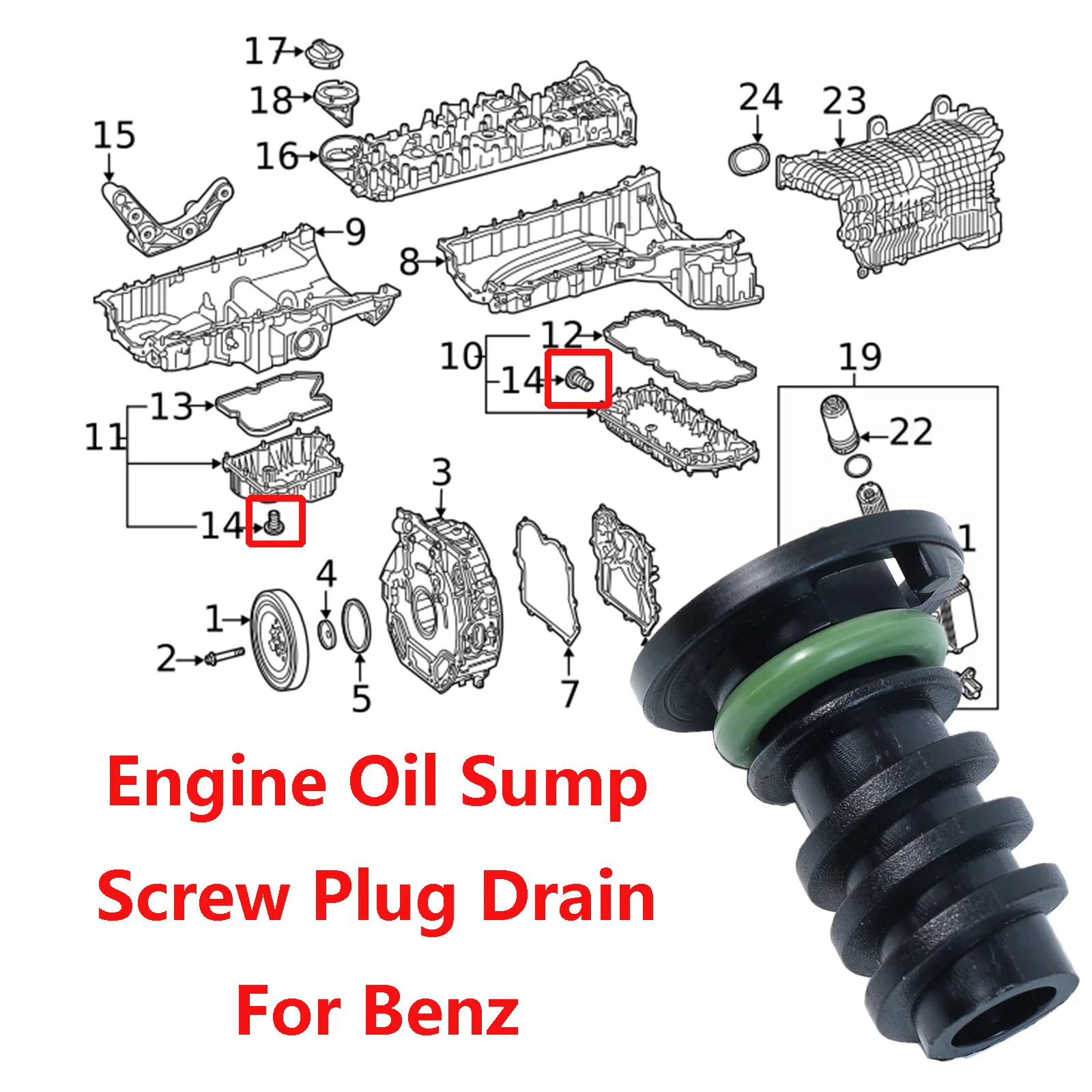 1Pcs Engine Oil Sump Screw Plug Drain For Benz A B C E G M S V Class W166 W447 V222 W222 X222 A217 C217 B907 B910 A0029902017