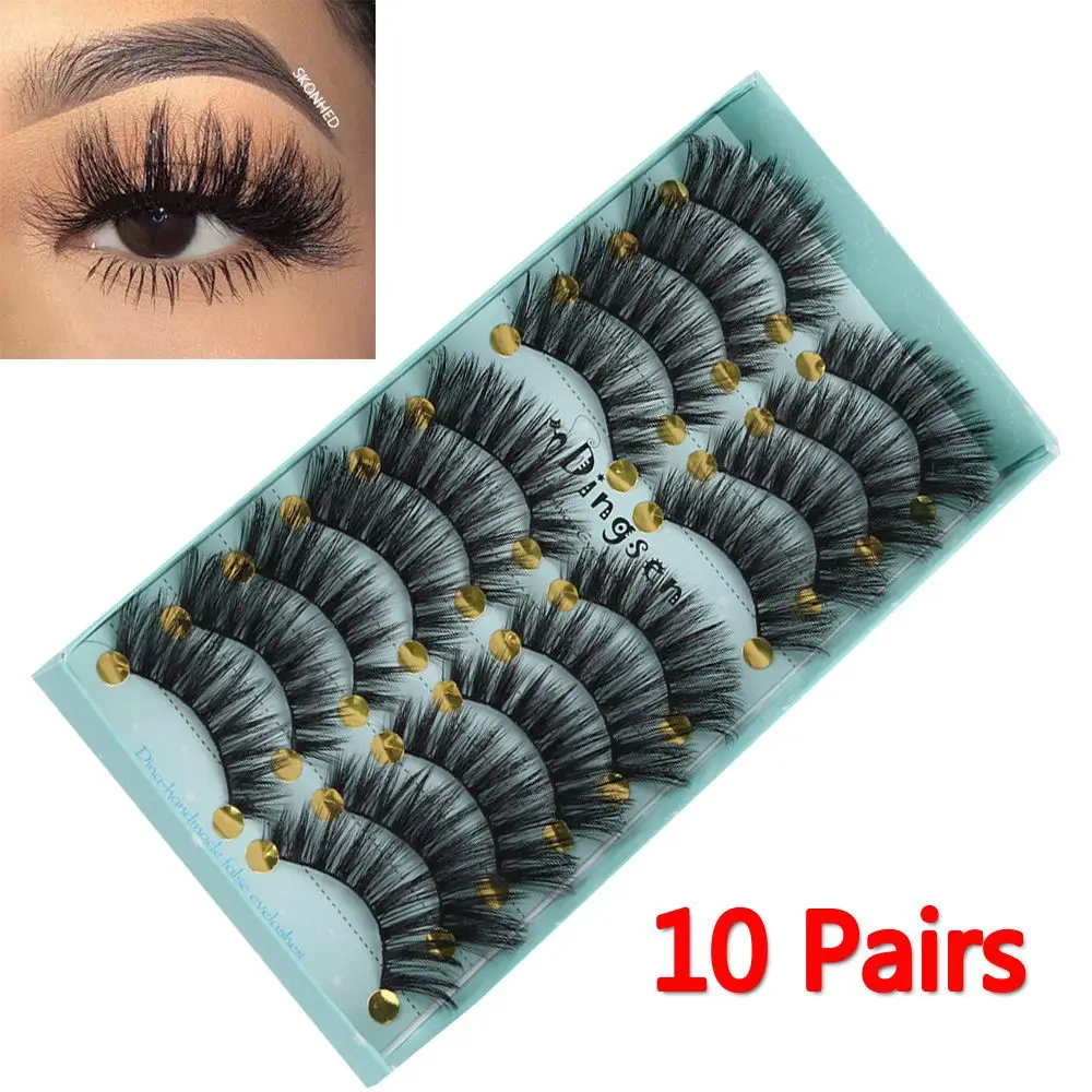 10 Pairs Pure Hanmdade Fluffy Natural Lash Extension Tools 3D Faux Mink Hair False Eyelashes Thick Long