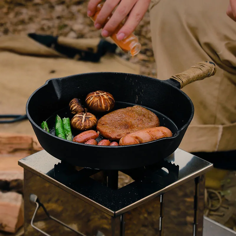 

Small Outdoor Cast Iron Frying Pan BBQ Camping Pan Small Pancake Pan Kitchen Uncoated Frying Steak Pan Nonstick Pan