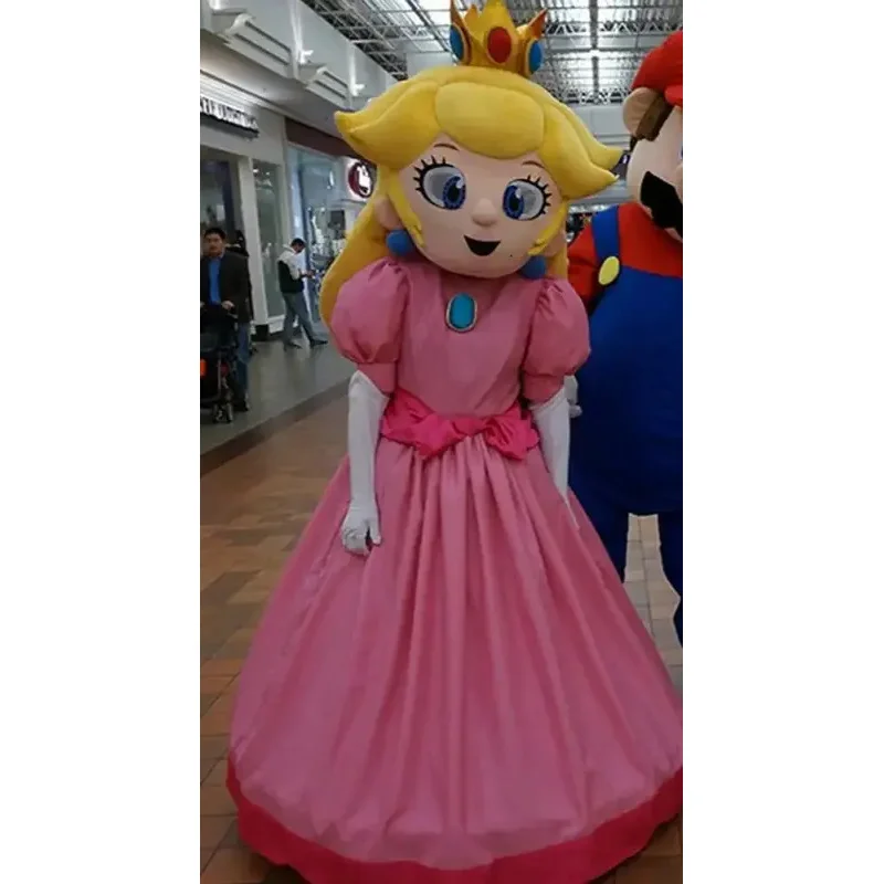 Princess Peach Mascot Costume Mushroom Halloween Christmas Birthday Party Cosplay Anime Performance Props Costume