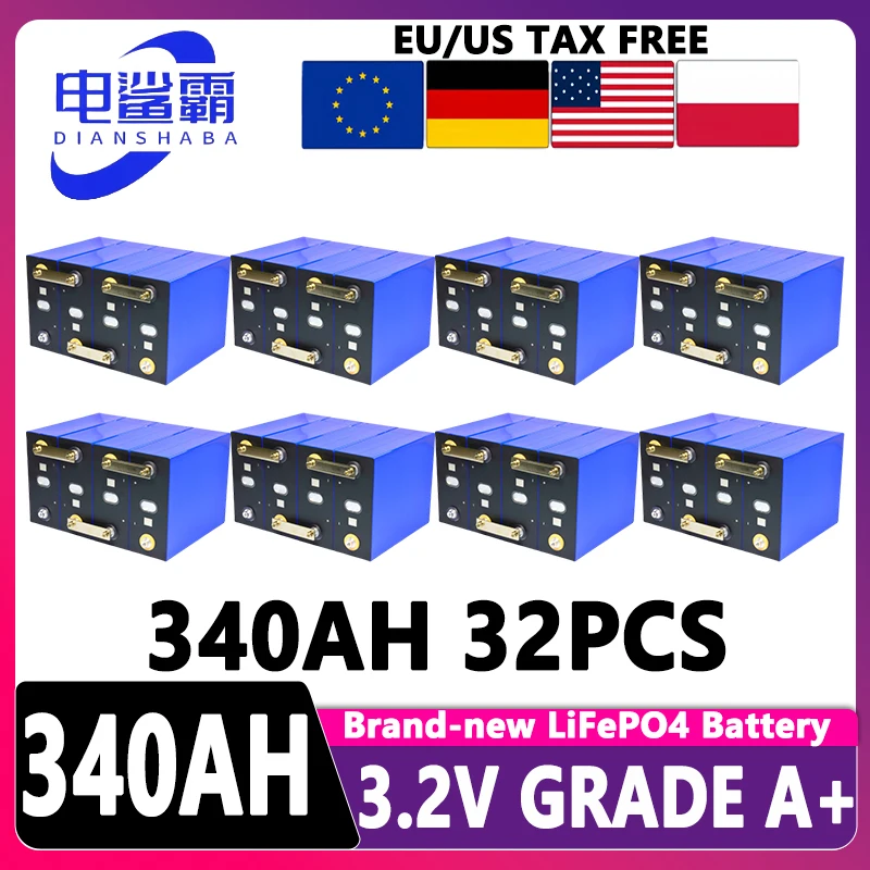 

4-32 шт., брендовая батарея Lifepo4 340 Ач, 3,2 В, аккумуляторная батарея RV EV, лодка, тележка для гольфа, яхта, фургон, аккумулятор
