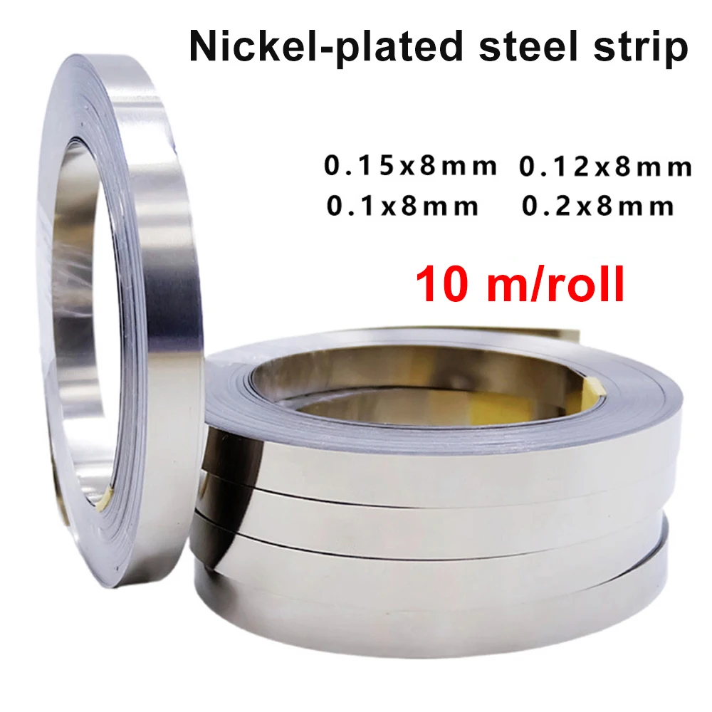 Correia de Aço Folheada a Níquel Cobre a Tira 10m 0.1 mm 0.12 mm 0.15 mm 0.2 mm Máquina de Soldadura do Ponto Ponto do Soldador Bateria de Lítio a