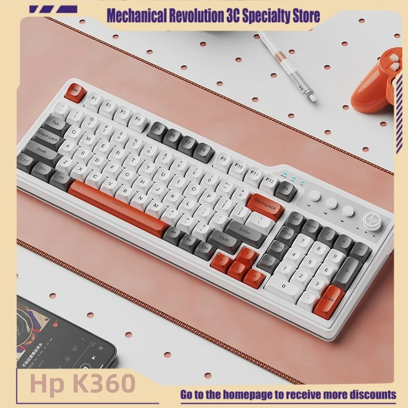 

Проводная Механическая сенсорная игровая клавиатура Hp K360 для киберспорта, настольного компьютера, офиса, ноутбука, бесшумная универсальная мультимедийная Rgb-клавиатура