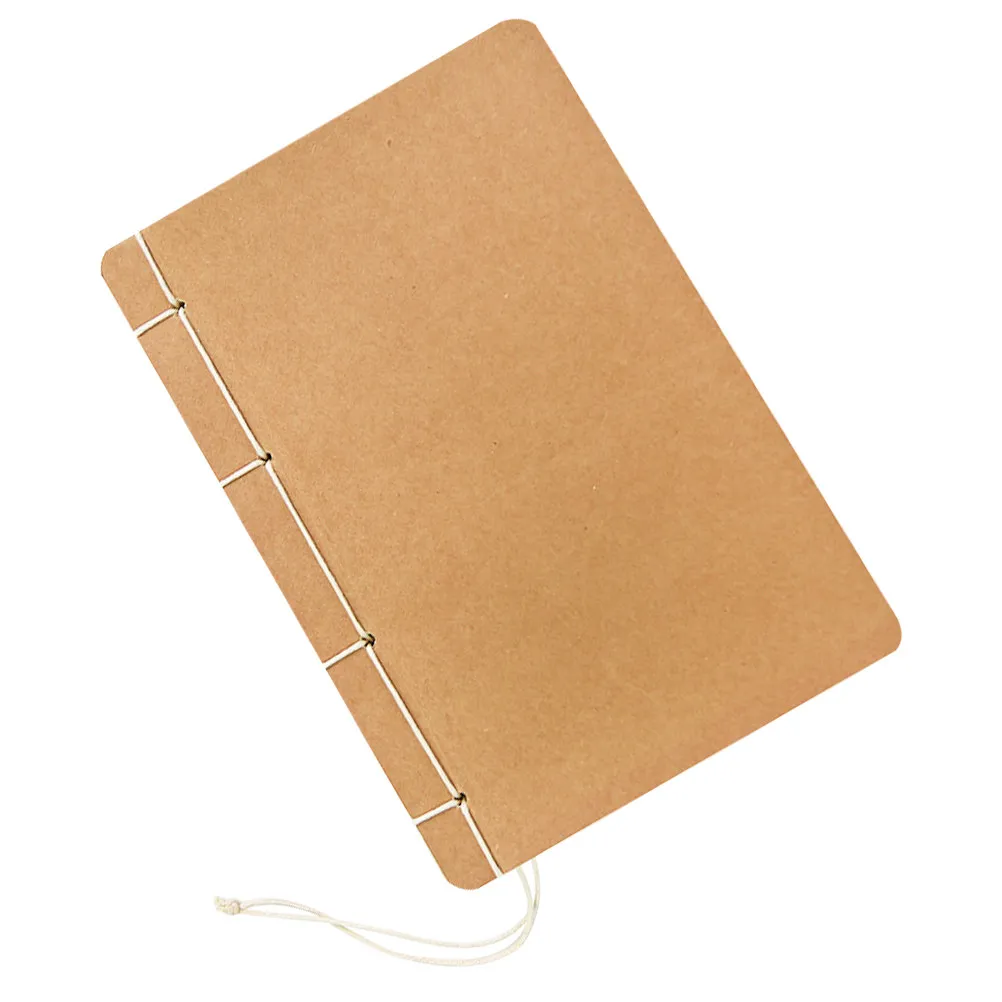 1Pcs A5 Retro Kraft Paper Notebook Handmade Thread-Bound Blank Pages Eye-Friendly Cream-Colored Paper for Diary Travel Journal