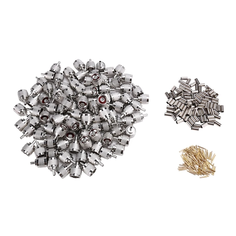 

100PCS Antenna Connector RF Coaxial Connector N-Type Male N-C-J3 All Copper Internal Thread Internal Pin Crimping Type