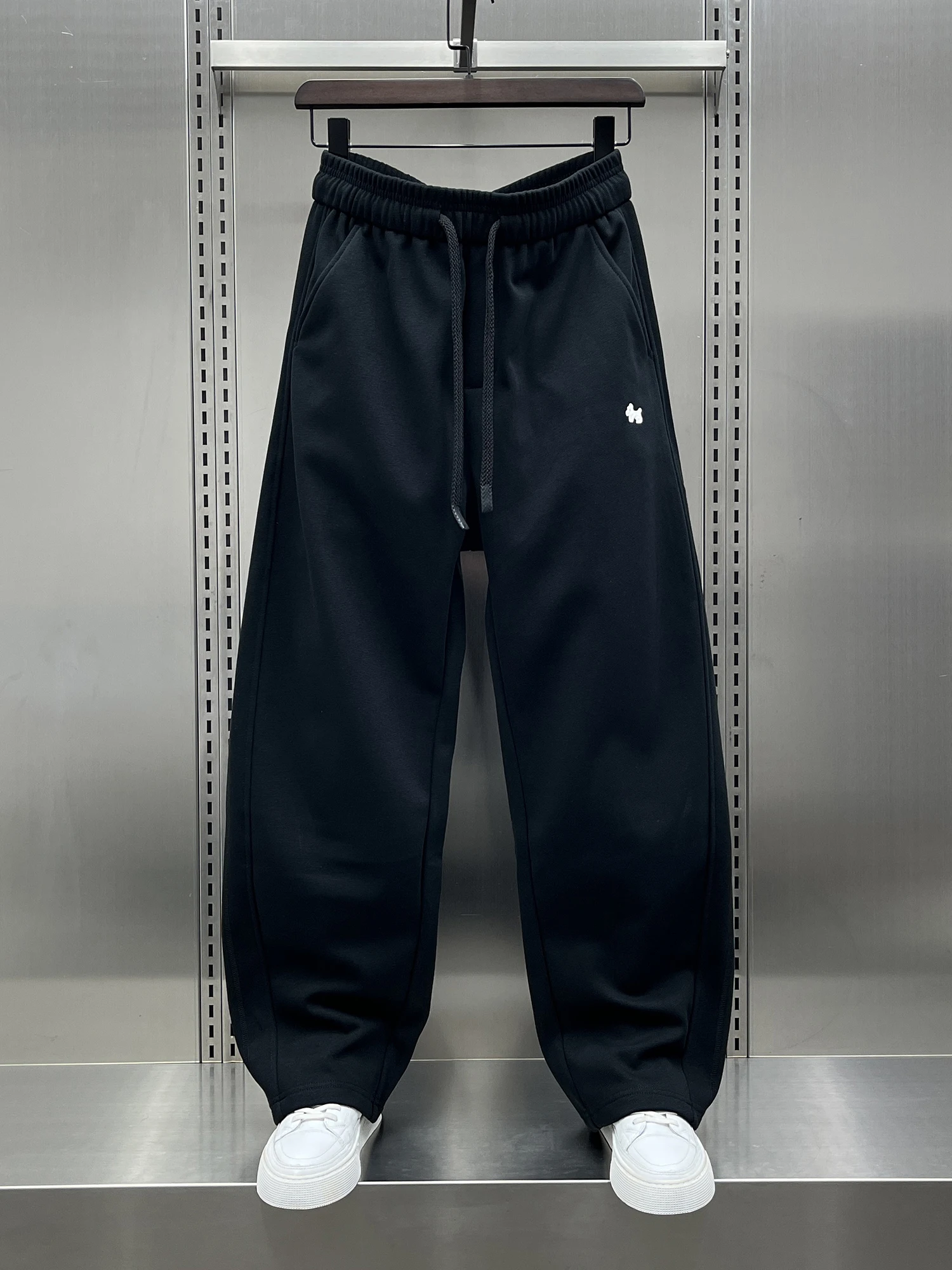 

Модные брендовые мужские свободные повседневные брюки прямого кроя на флисовой подкладке, утепленные спортивные брюки, осенне-зимняя новинка