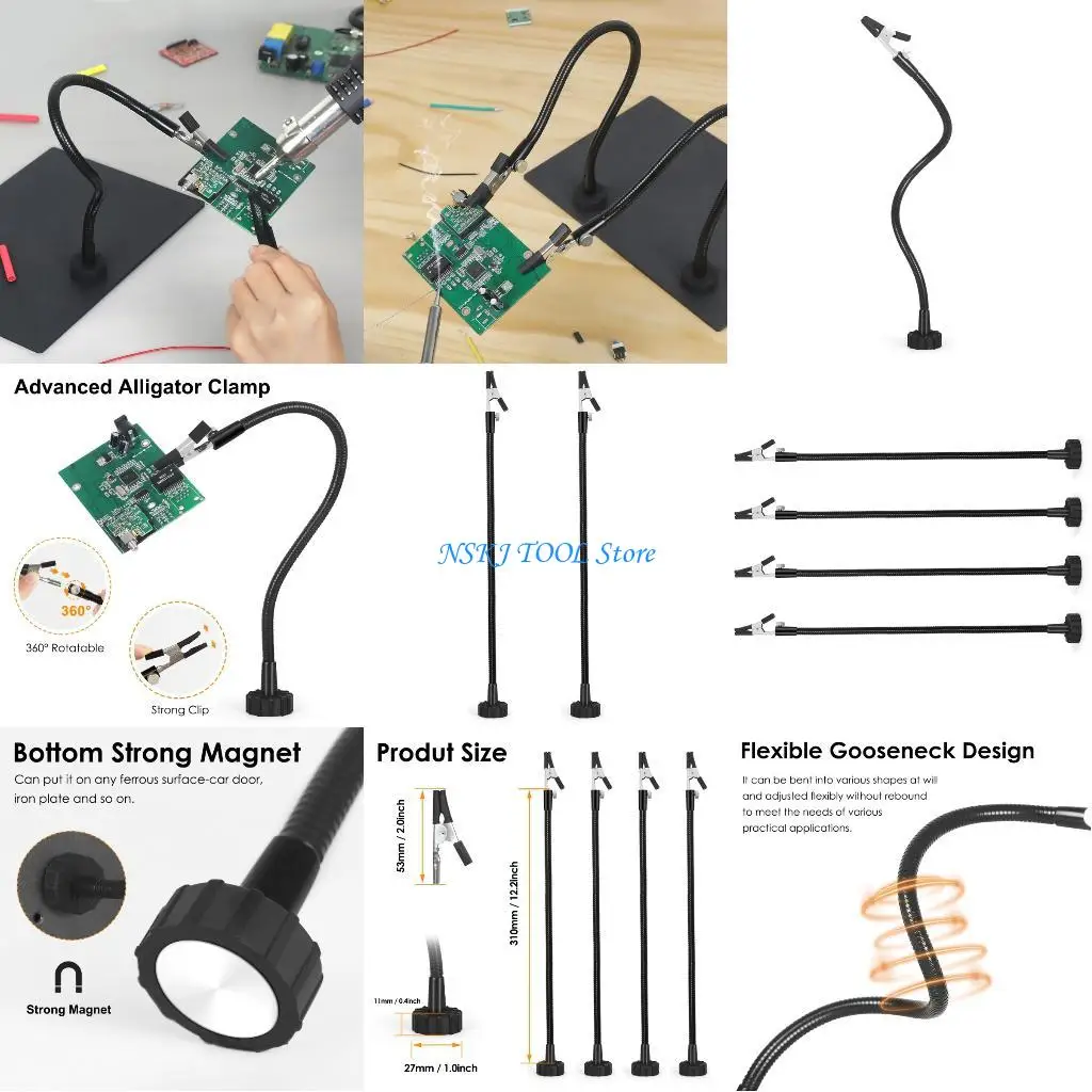 L8RC Adjustable Alligators Clips Metal 310mm for Automobile Soldering Jewelry Painting Crafts Soldering Helping Hands