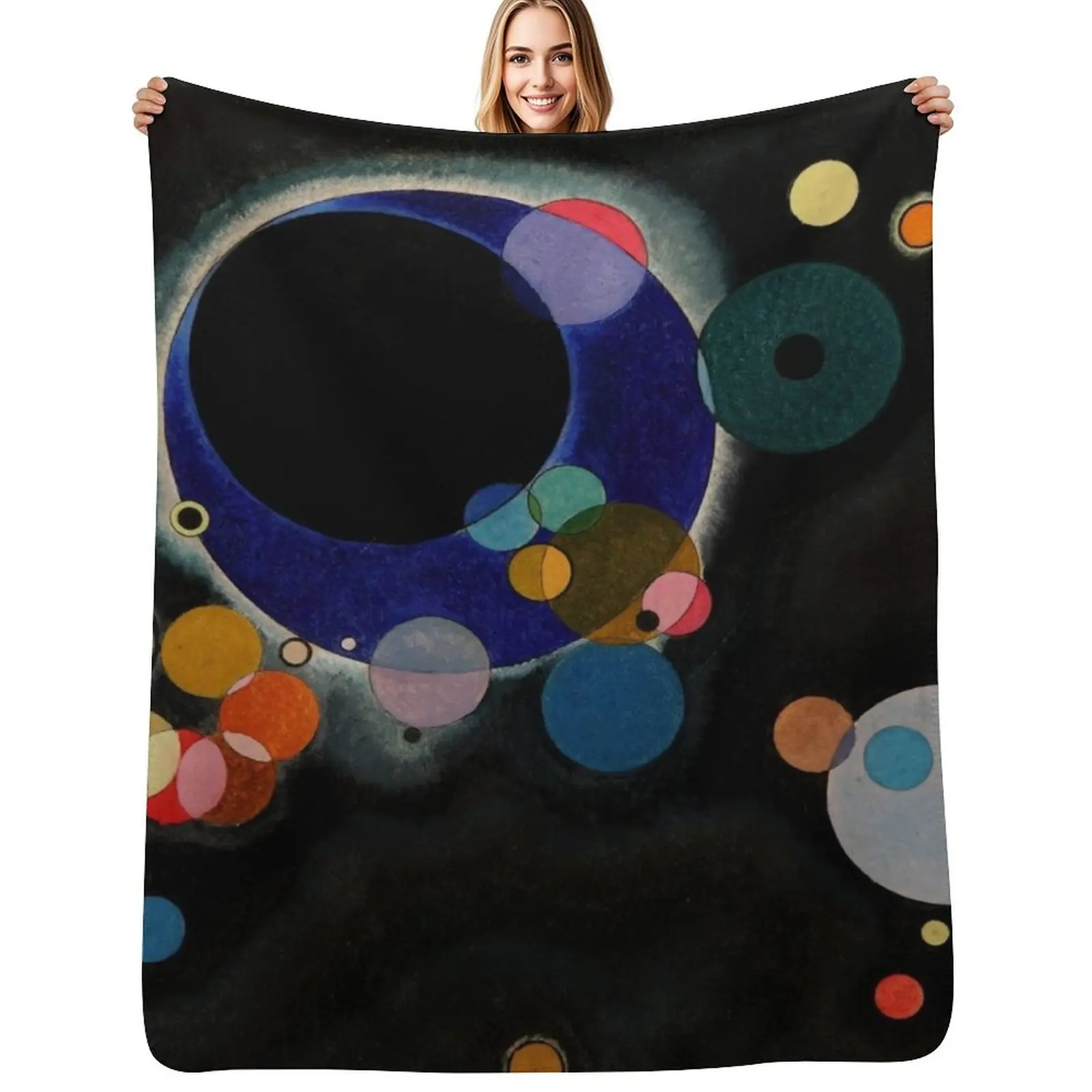 Wassily Kandinsky - Several Circles - Bauhaus Art Throw Blanket Soft Plush Blanket as Housewarming Gift