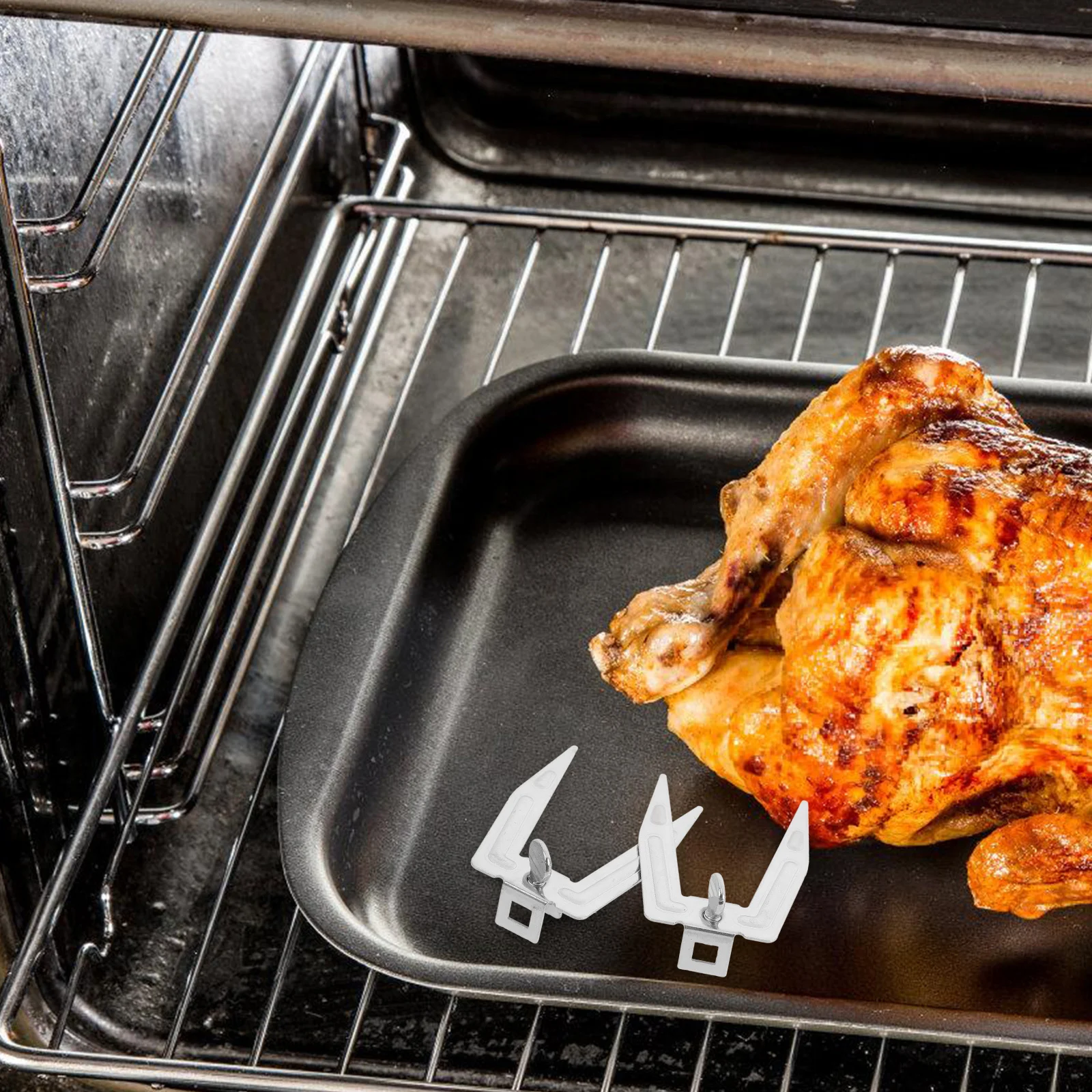 2 قطعة شوك مشواة من الفولاذ المقاوم للصدأ دوارة شواية دجاج شواء فرن شوك الطبخ للتخييم في الهواء الطلق نزهة اللحوم #3