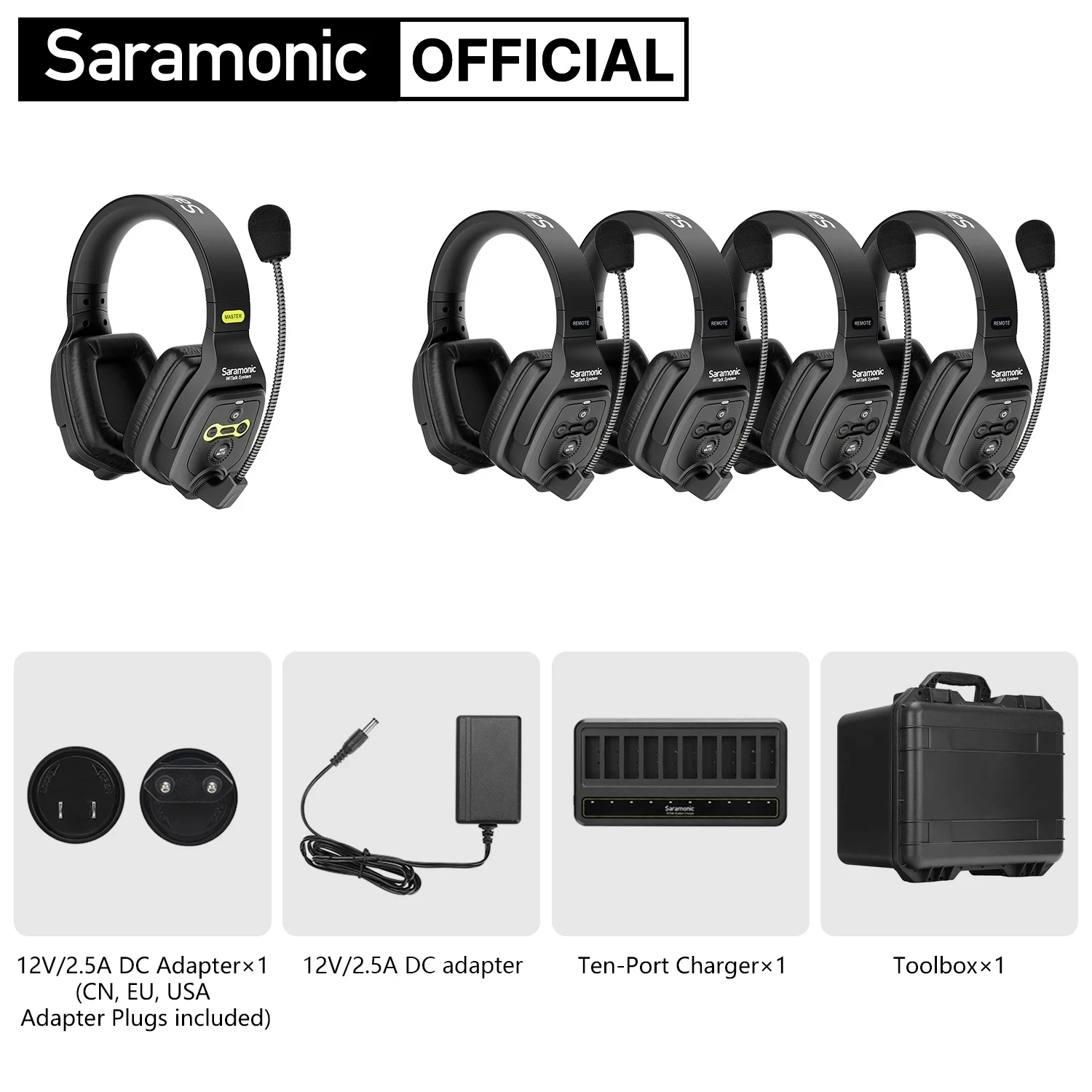 Saramonic Witalk WT5D Full-Duplex Communication Wireless Intercom Headset System for Drone Shooting TV Film Production Teamwork