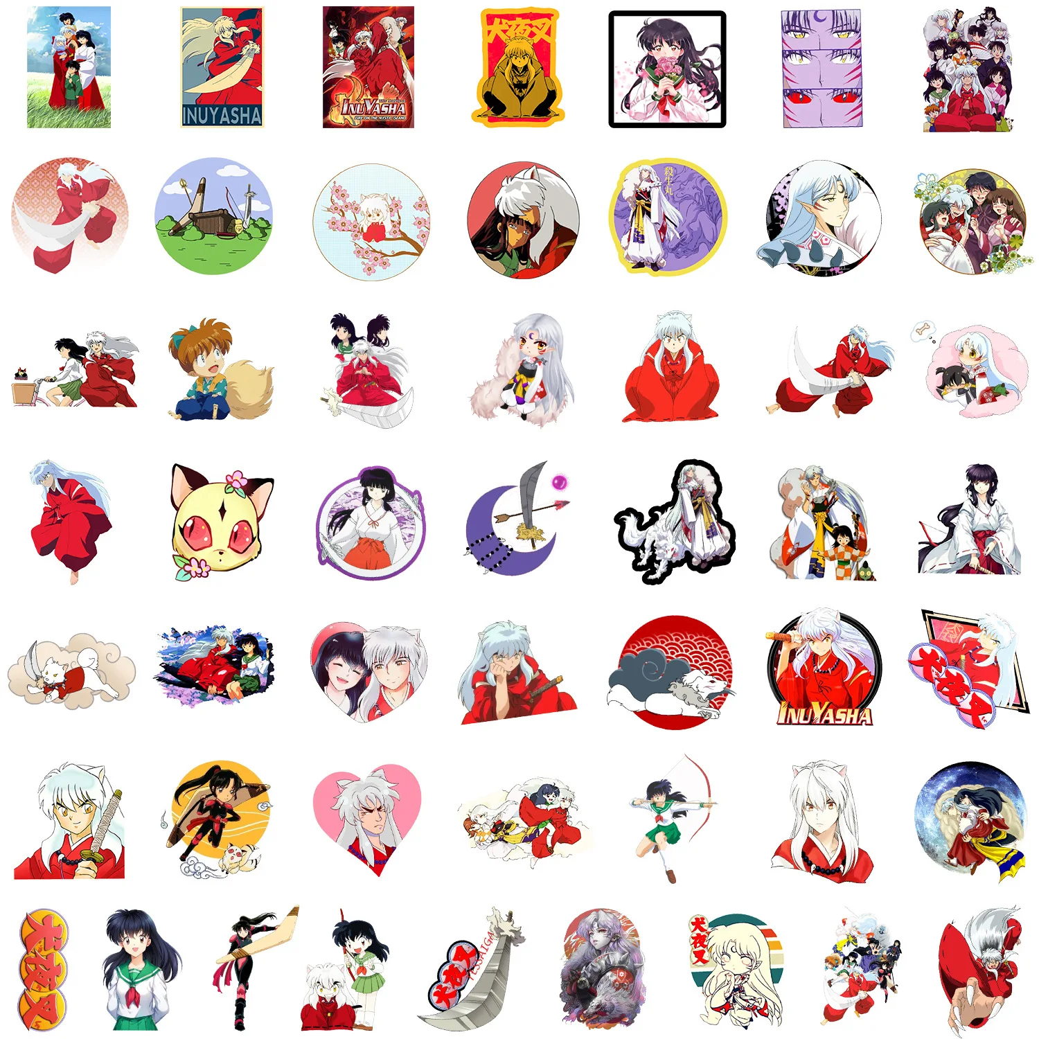 50pcs Inuyasha Cartoon Graffiti Stickers Skateboard Refrigerator Computer Mobile Phone Decoration Stickers