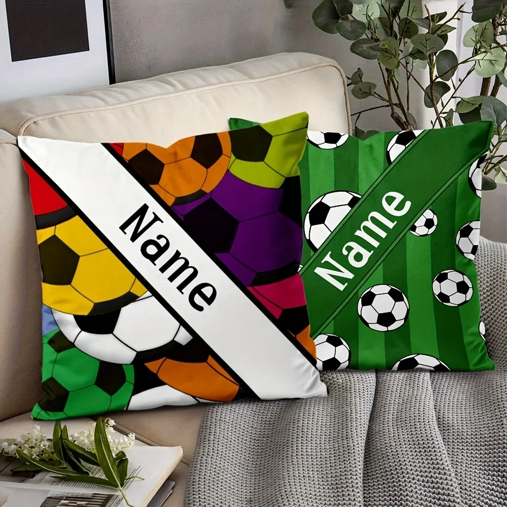 1 oreiller personnalisé avec nom, design double face, thème football, doux et confortable, adapté à la chambre, au canapé, au bureau, cadeau parfait