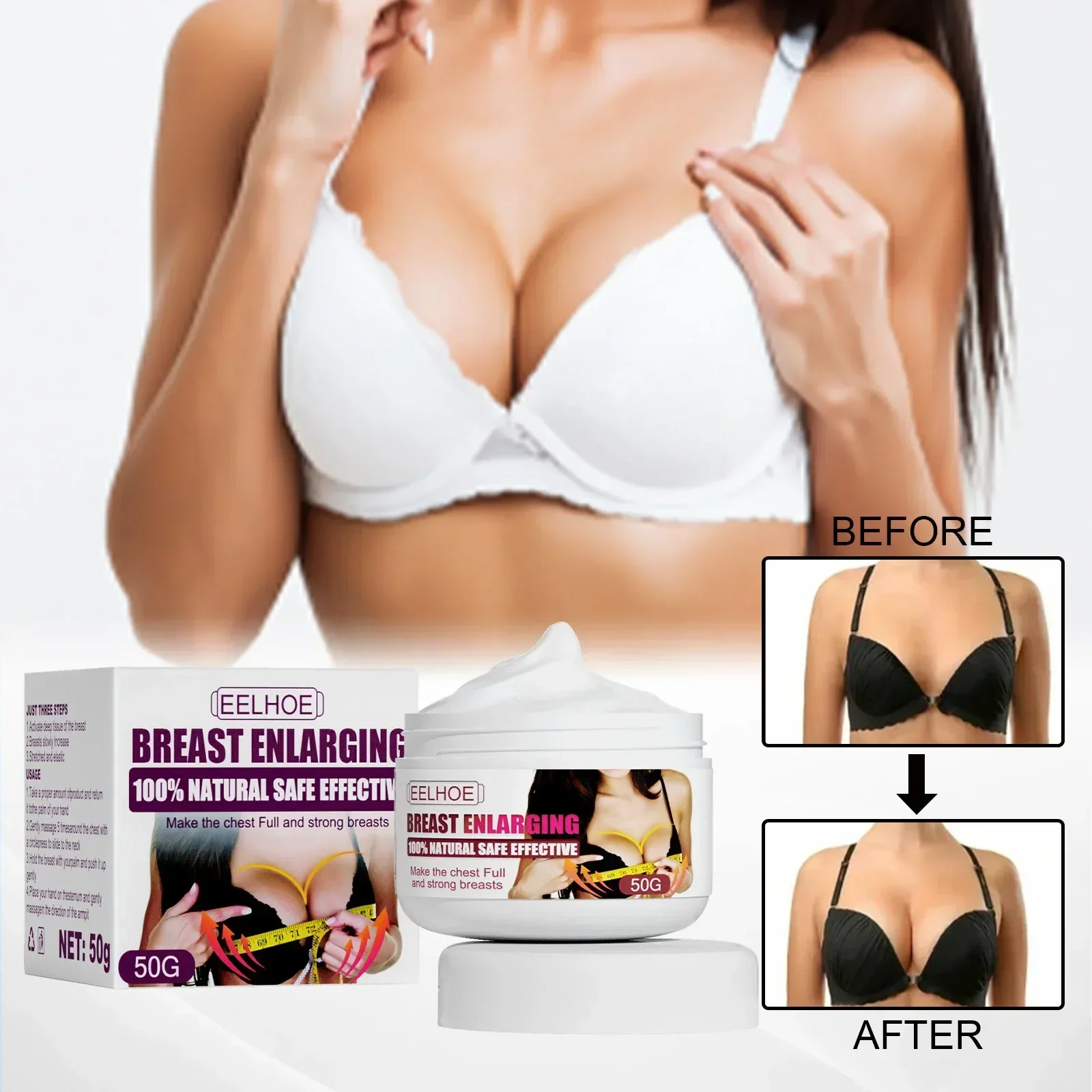 Breast Care Cream Gently Moisturizes and Lifts The Chest, Daily Firming of The Skin Body Massage Care Cream Improve Breast Flat