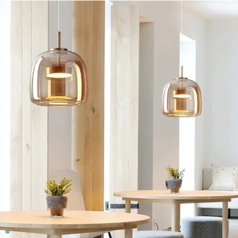 Modern Pendant Lights For Ceiling Home Dining Living Room Kitchen Office Aisle Hanging Lamp Dining Room Bedroom Gray Amber Color