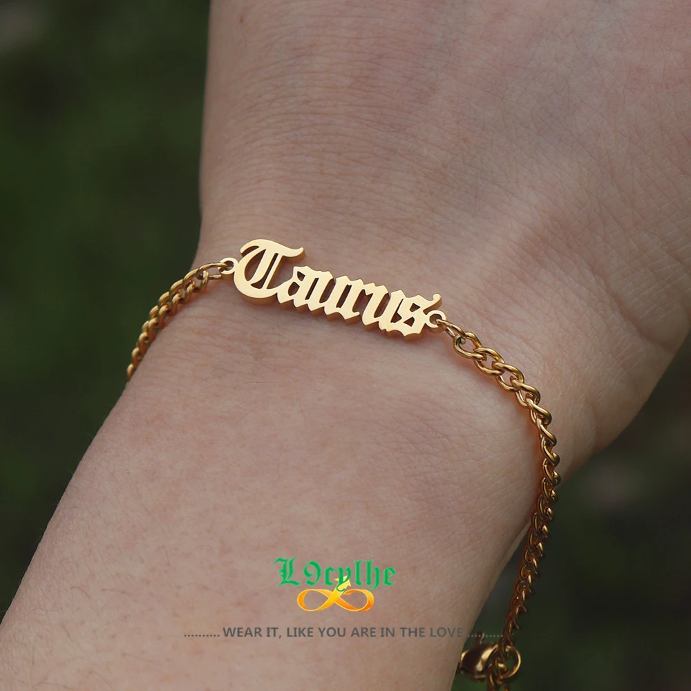 ابراج مجوهرات سلسلة للتقييد زودياك سوار الفولاذ المقاوم للصدأ عشاق التنجيم أساور كوكبة الجوزاء السرطان ليو الأساور #5