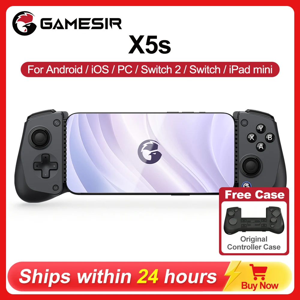 Manette de jeu GameSir X5s pour téléphone Android iOS Nintendo Switch 2/1 PC, connectivité sans fil tri-mode, sticks à effet Hall