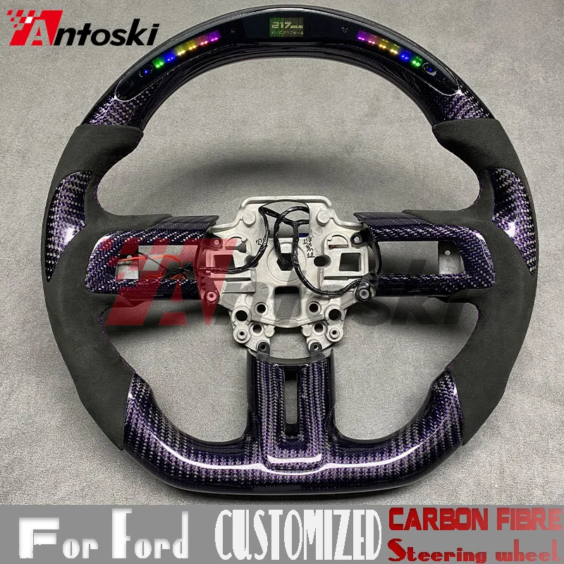 Forged carbon fiber custom steering wheel for Ford Mustang Customized Sport Wheel 2015-2022 stylized LED sporty feel