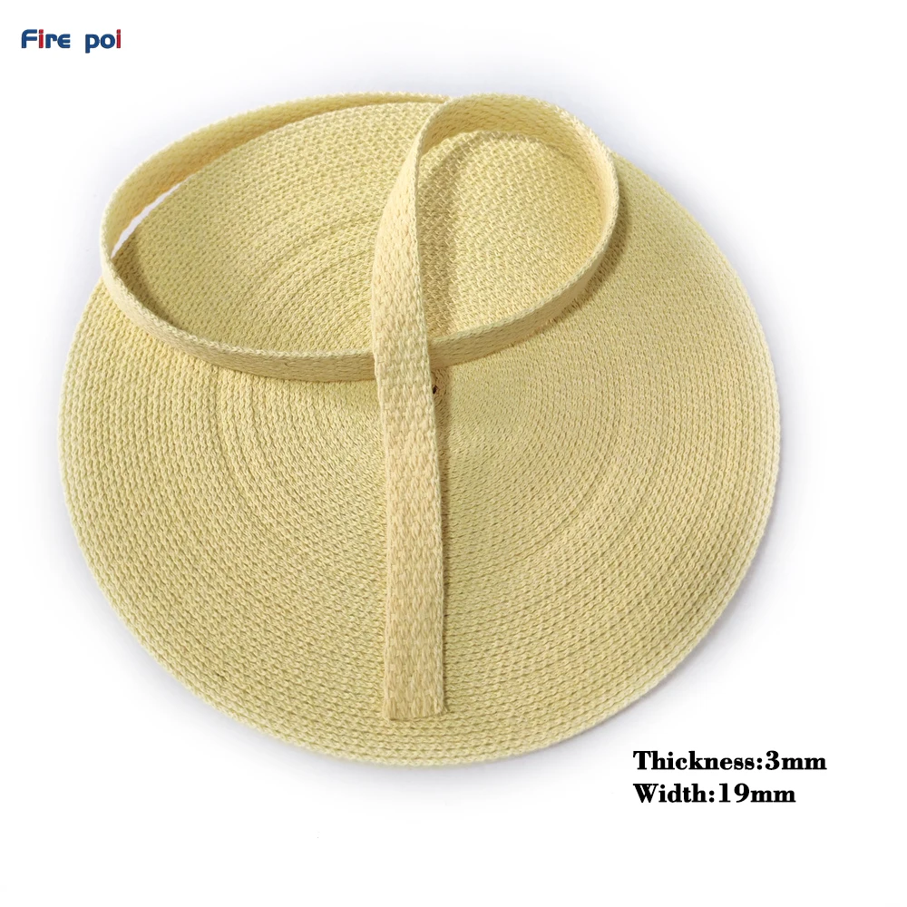 Fire flowing art prop wick Width 19mm thickness 3mm 100% Kevlar wicking  PuR Flat Wicking