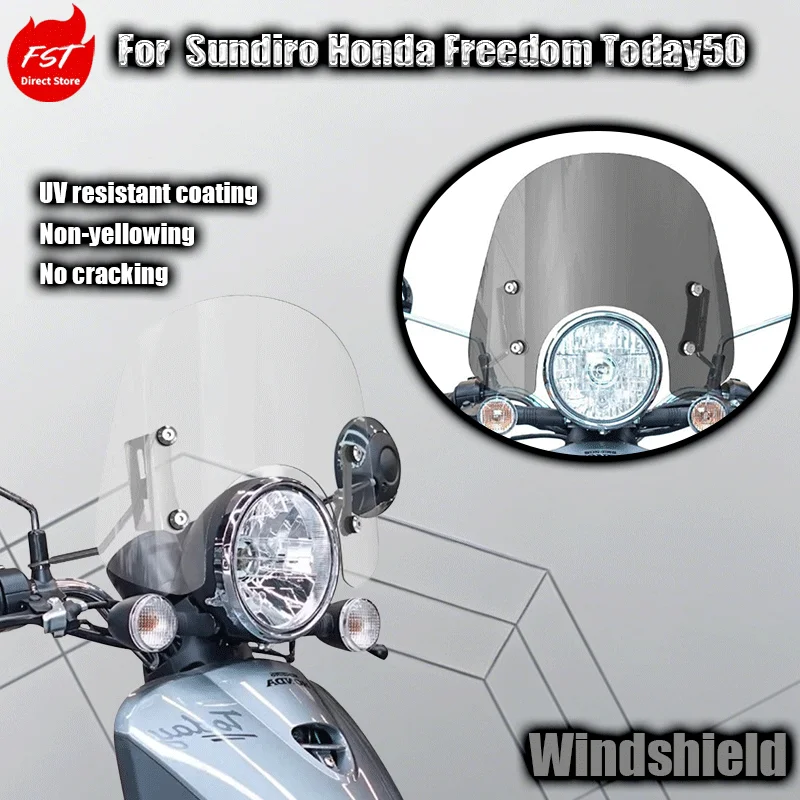 

For Sundiro Honda Freedom Today50 front windshield transparent windshield modification rain shield accessories