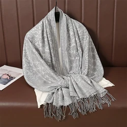 70*190cm Ethnic Style Outdoor Women Paisley Jacquard Scarf Thick Cashmere Tassel Shawl Winter Warm Neck Wrap Pashmina Floral