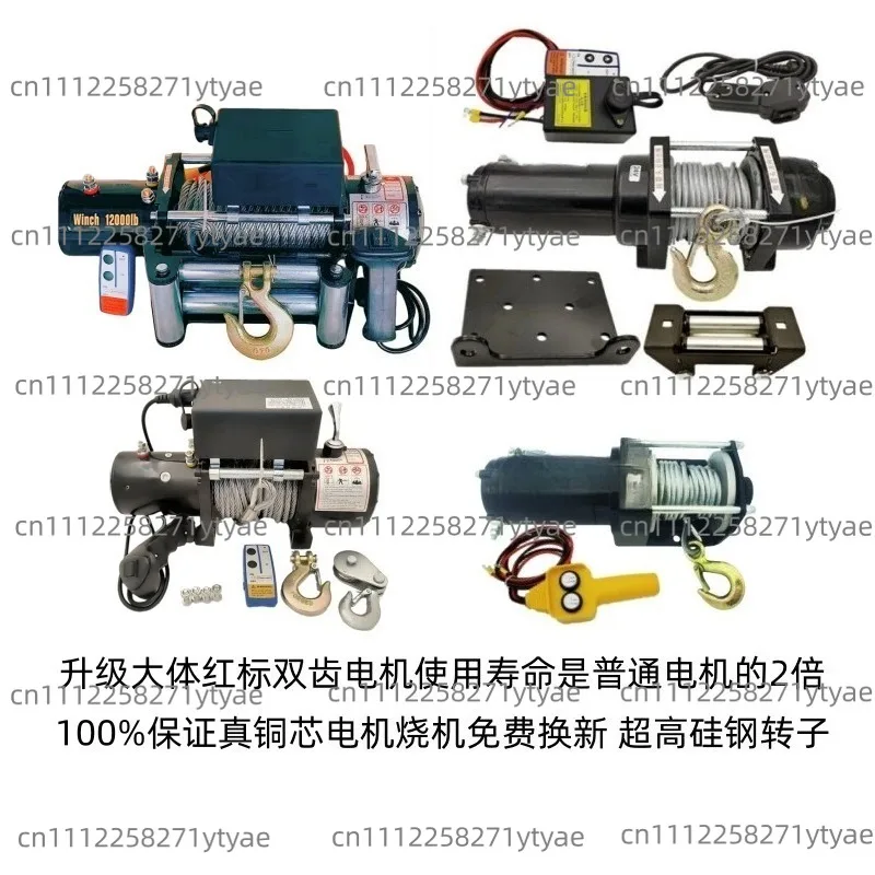 Electric Winch 12V Electric Hoist Car Winch 24V Winch Motor 1100W Horizontal Traction 3000 Lbs