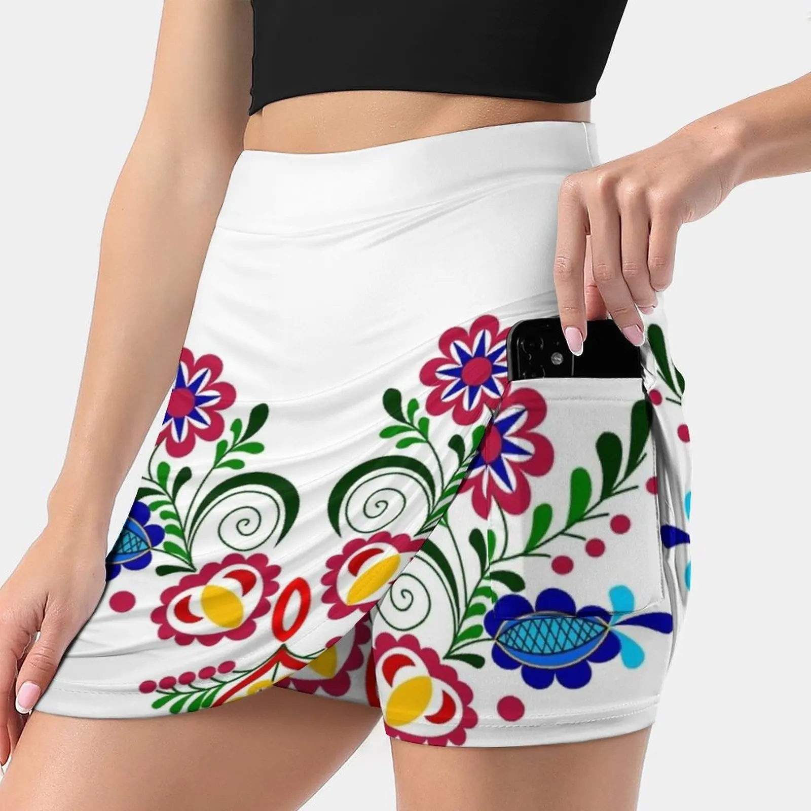 Multi Colored Ornament Women's skirt Y2K Summer Clothes 2022 Kpop Style Trouser Skirt With Pocket Slovakia Ornament Slovakia