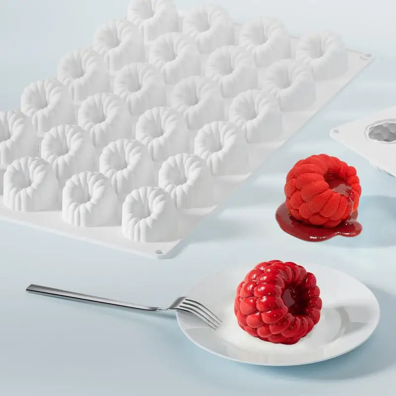 【S】24-Cell Raspberry Design Food Grade Silicone Cake Mold Mousse Mould Chocolate Mold Dessert Baking Tools Kitchen Supplies view 2