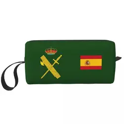 Flag Of Spain Plus Emblem Civil Guard Large Makeup Bag Zipper Pouch Travel Cosmetic Bags Spanish Organizer for Women