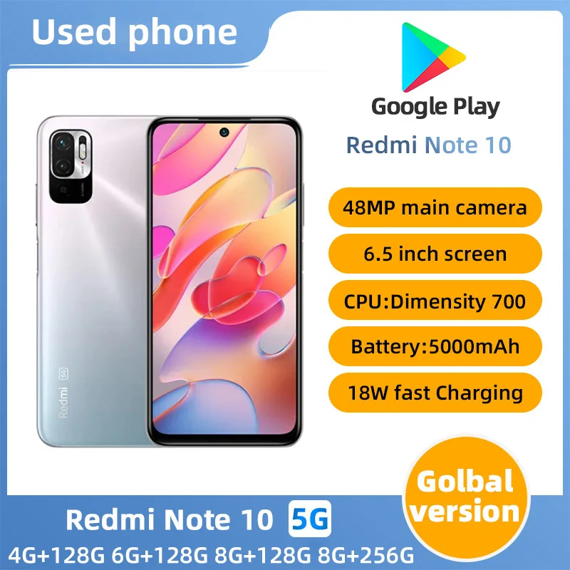 Redmi Note10 5G SmartPhone 6.5-inch Screen 90hz refresh rate 48MP Camera MediaTek Dimensity 700 Used Phone