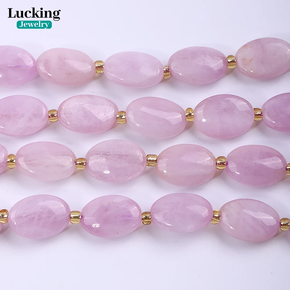 

A+ Natural Kunzite Oval Beads 10x14mm Strand Loose Gemstone Beads for Jewelry Making DIY Chakra Bracelet Perfect Gift