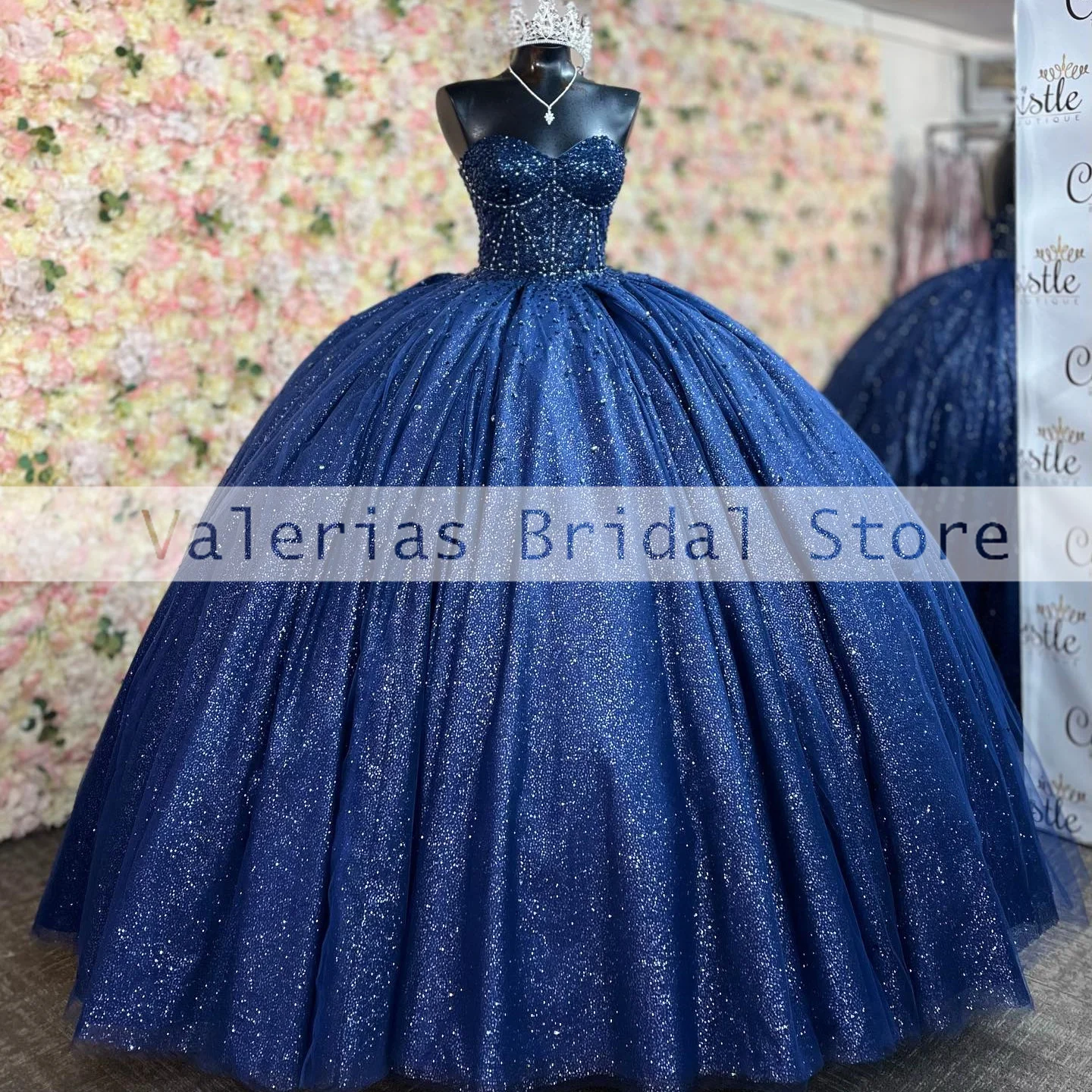 Navy Blue Quinceanera Dress Sweet 16 Girls Strapless Corset Homecoming Gowns Ball Gown Vestido De 15 Quinceañeras Customized