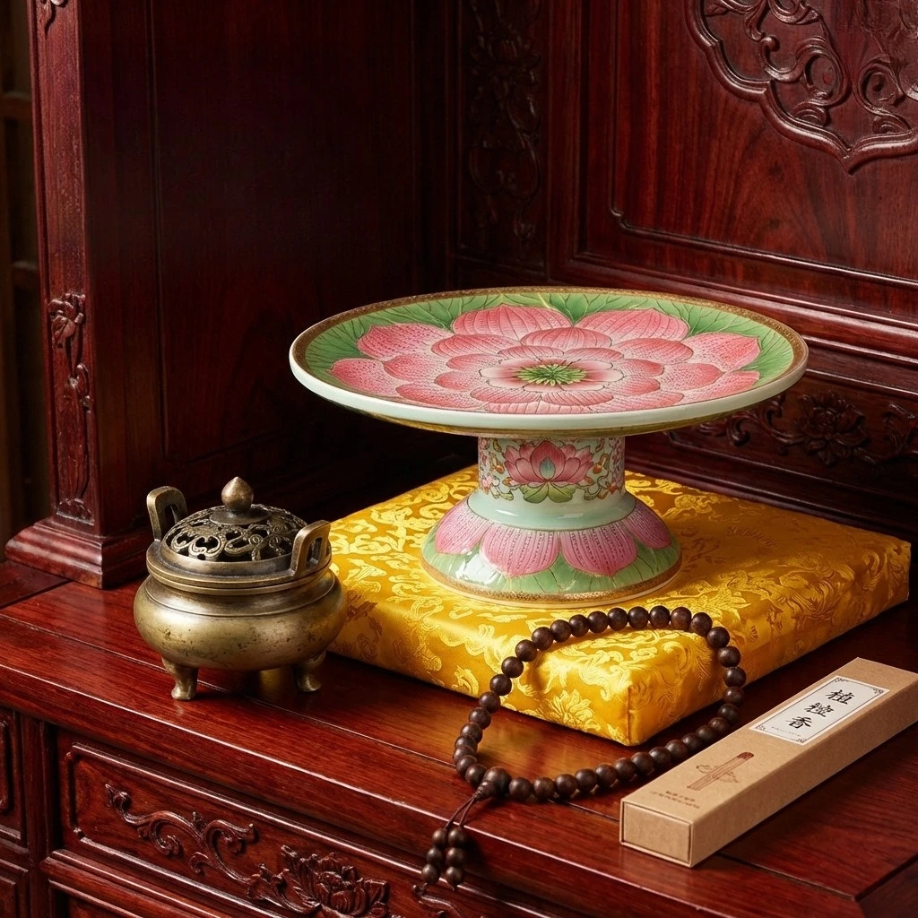 

Cz shengshi lotus fruit plate ceramic lotus hall worship for home fruit plate buddha fruit plate supplies ornaments