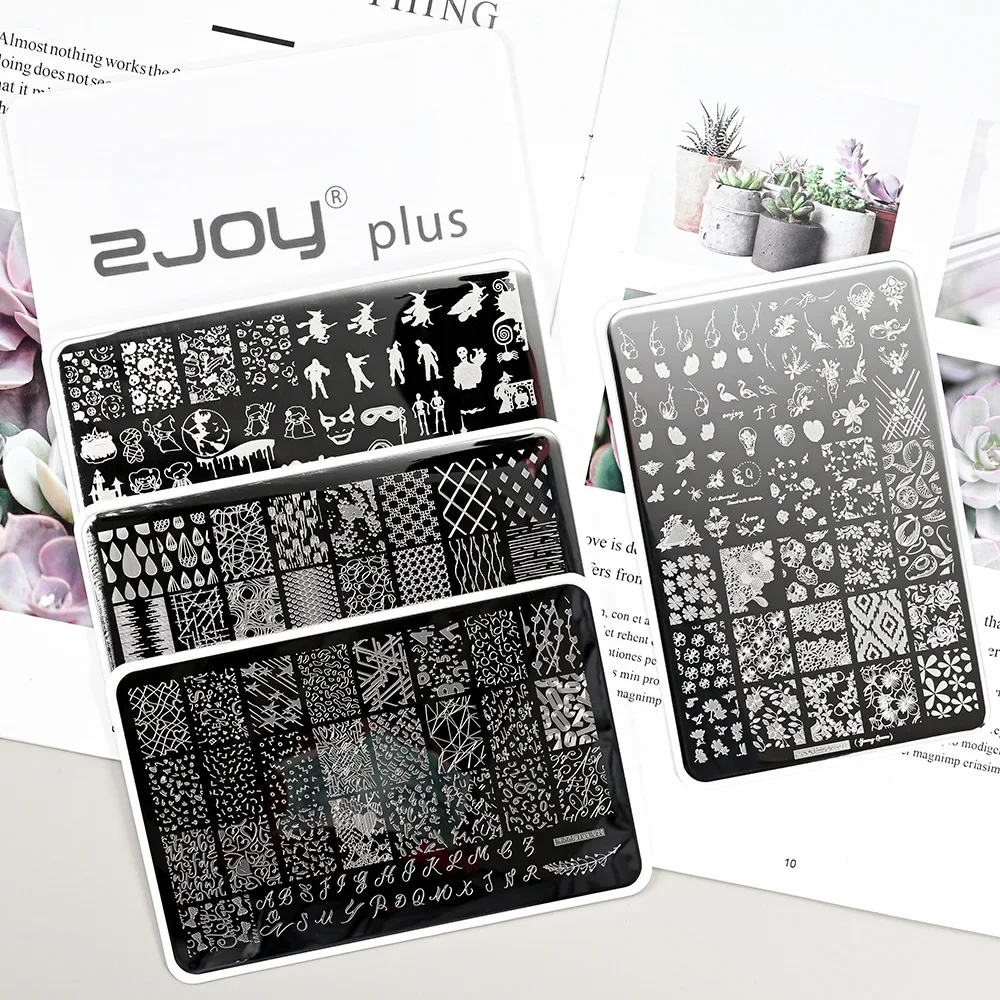 

Big Size Geometry Nail Stamping Plates Lines Animal Plus thicken Template Plate Mold Printing Plates Nail Art Stencil Stamp Tool