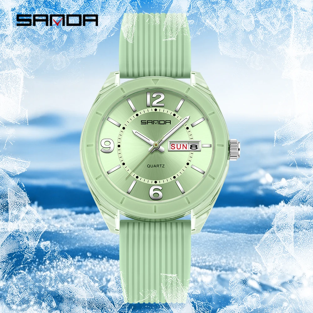 SANDA New 6287 Male and Female Student Leisure Exam Watch, Night Light Waterproof Double Calendar Women's Quartz Watch 2025