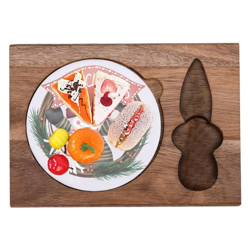 

Christmas Wooden Serving Tray Reusable Charcuterie Board Eating Tray Food Dish For Home Decor Food Cheese Fruit Charcuterie