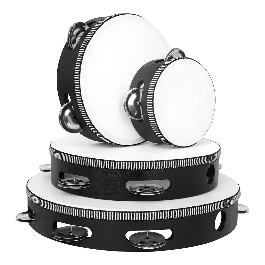IRIN 4/6/8/10 inch Tambourine Double Row Hand-Operated Tambourine Drums Kits Orff Percussion Instruments Children Musical Toy