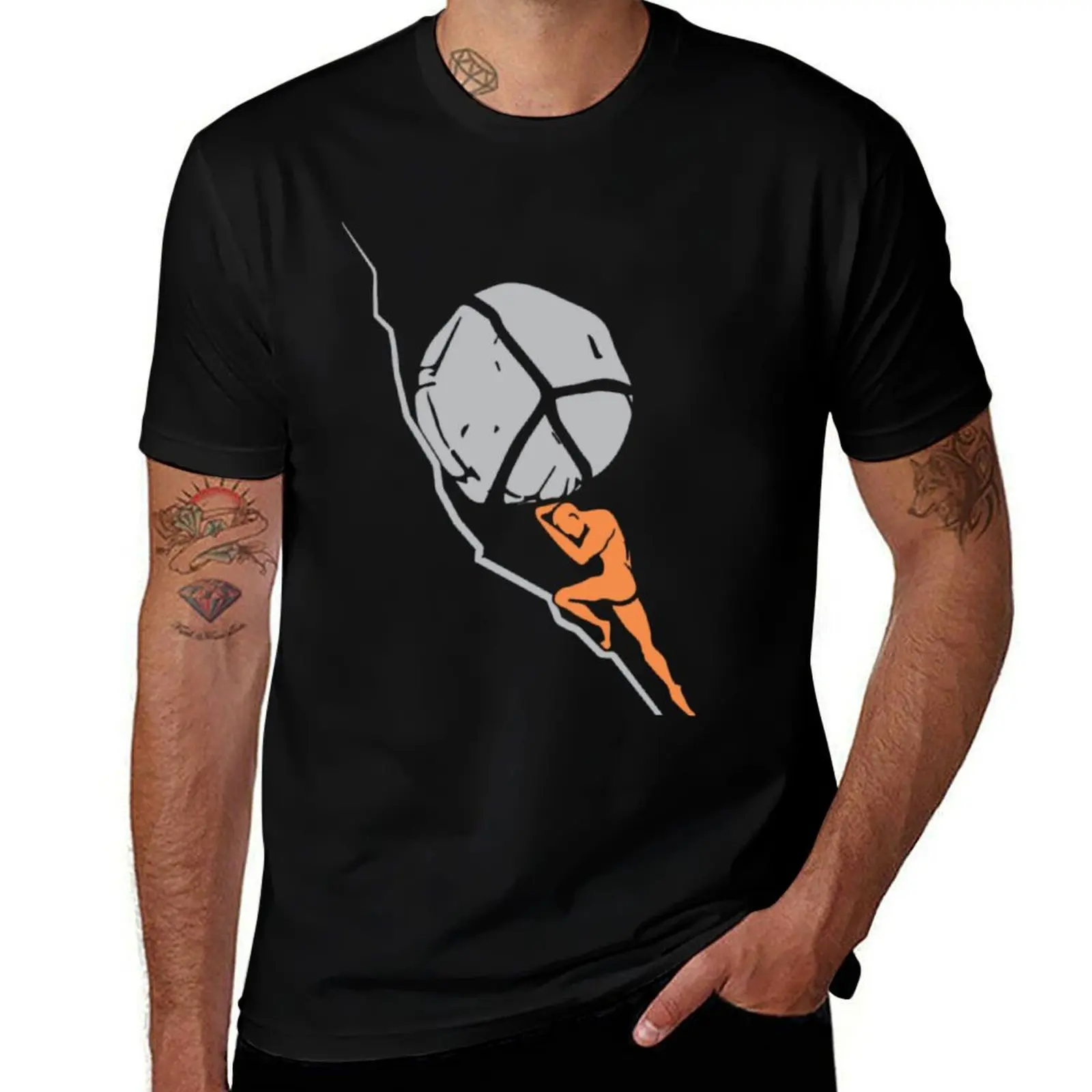 

One must imagine sisyphus happy albert camus T-Shirt man graphic t shirt cotton tshirt 100% T-shirt