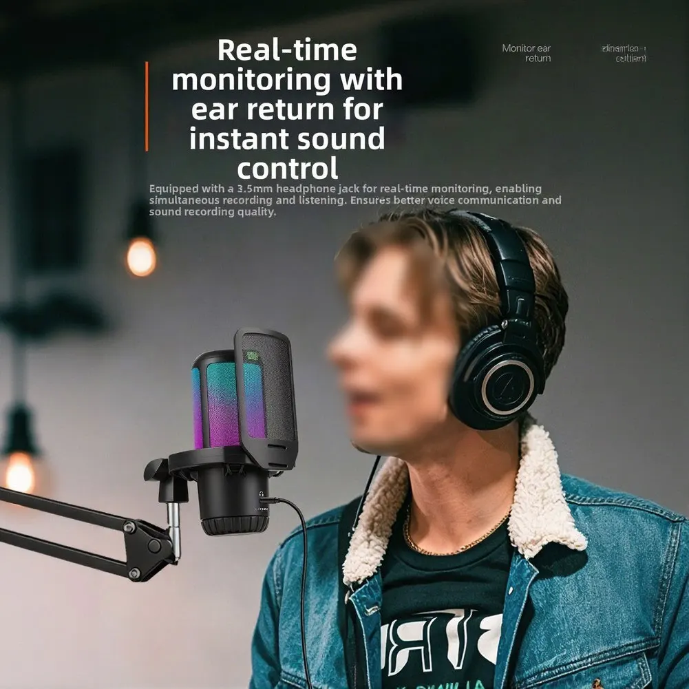 

Wireless Microphone With Noise Reduction Desktop Condenser Microphone Computer Recording Mic For Gaming Accessories