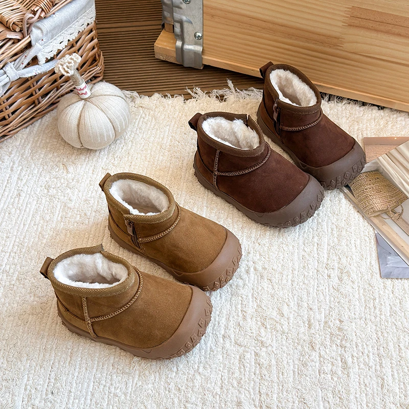 Autumn Winter Baby Boys Girls Snow Boots Outdoor Children Casual Shoes Non-slip Soft Sole Toddler Kids Warm Thick Plush Boots