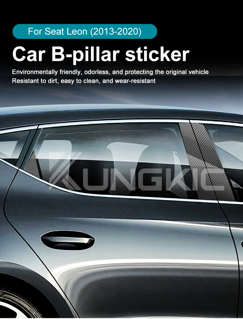 Für Seat Leon MK3 2013 2014 2015 2016 2017 2018 2019 2020 Autofenster Türsäule B C Säule Post Trim glänzend schwarz PC Aufkleber – Detail 1