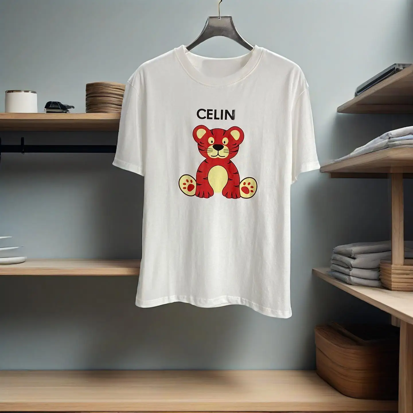 

2022 Spring/Summer New Cartoon Little Tiger Round Neck Printed Short Sleeve T-shirt for Men and Women