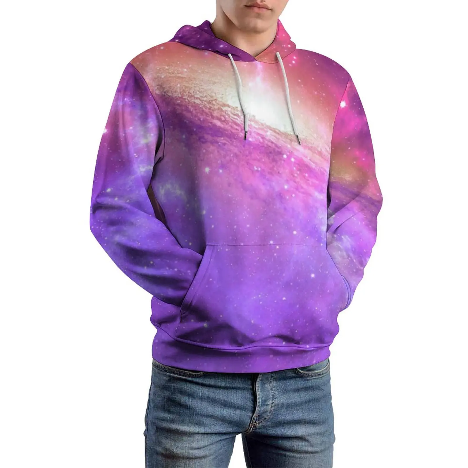 

Colorful Purple Star Loose Hoodies Galaxy Artwork Print Street Fashion Hoodie Unisex Long Sleeve Graphic Sweatshirts 4XL 5XL 6XL